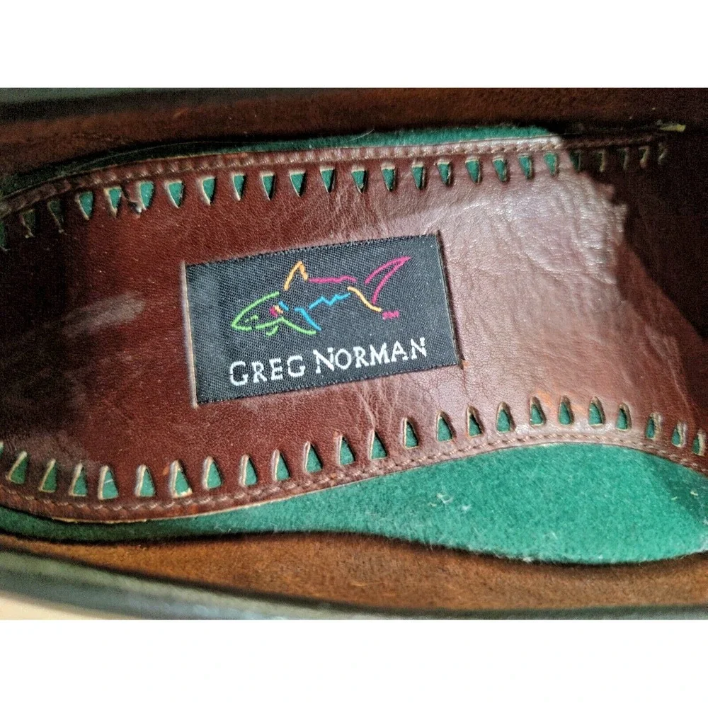Greg Norman Made in Indonesia Mens Brown Leather Oxford Loafers Shoes Size 9.5 M